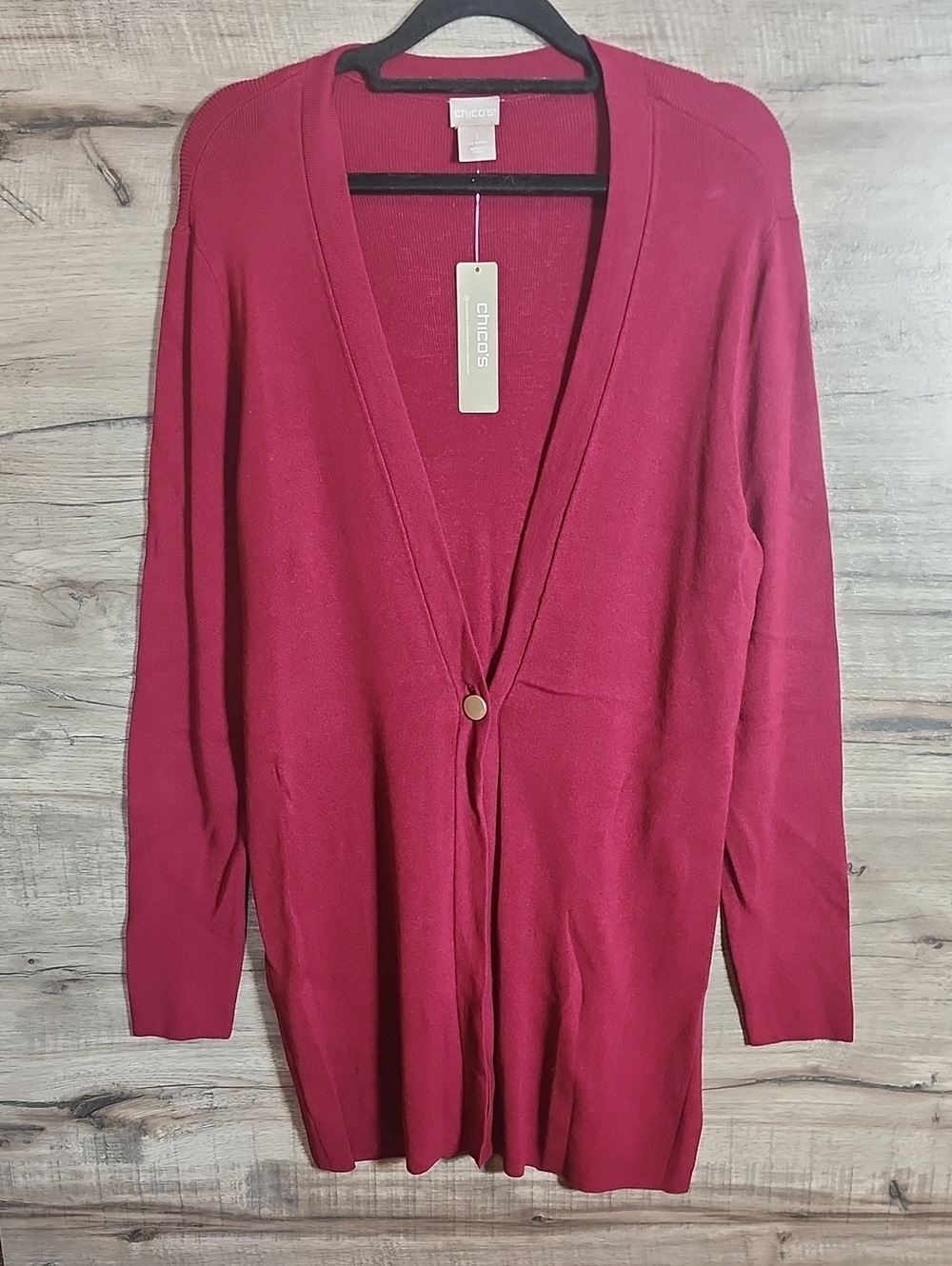 Chico's Single Button Cardigan Sweater In Mulberry